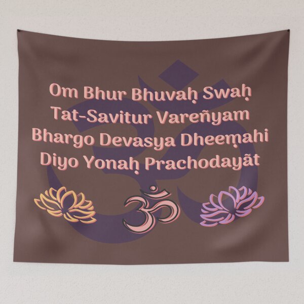 Item preview, Gayatri Mantra, Om symbol, Lotusflowers illustraion v2 designed and sold by Spiritualish.