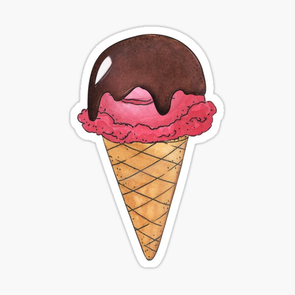 Item preview, One scoop ice cream cone with chocolate sauce designed and sold by MandVDesigns.