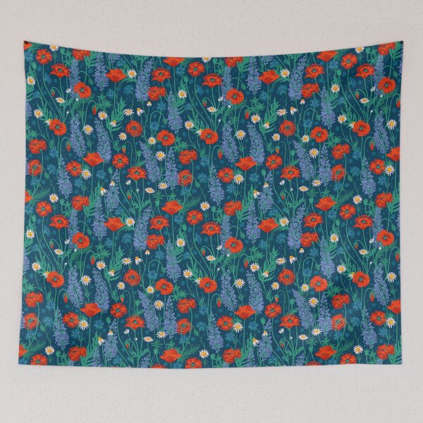 Item preview, Texture pattern with wildflowers: poppies, cornflowers, chamomiles, cypress designed and sold by Galo4ka555.