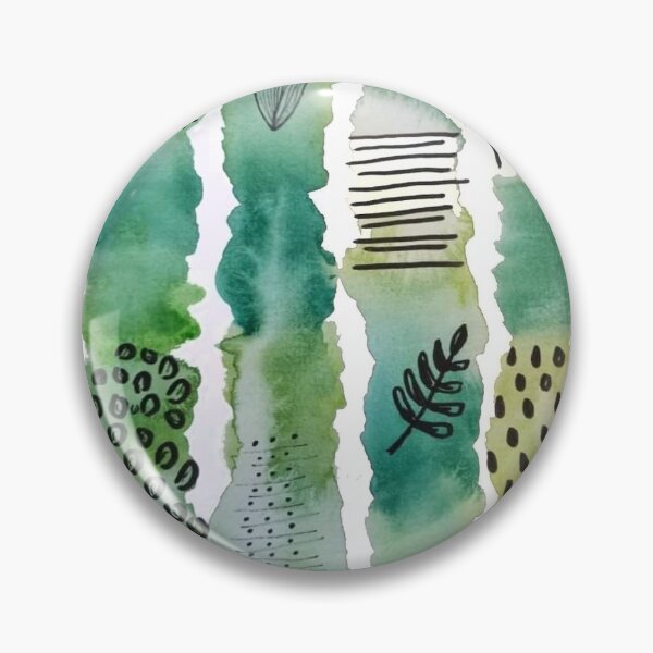 Aperçu de l'œuvre Impression d'aquarelle verte avec du noir, de l'encre, des détails de plantes créée et vendue par BlueBoarCrafts.