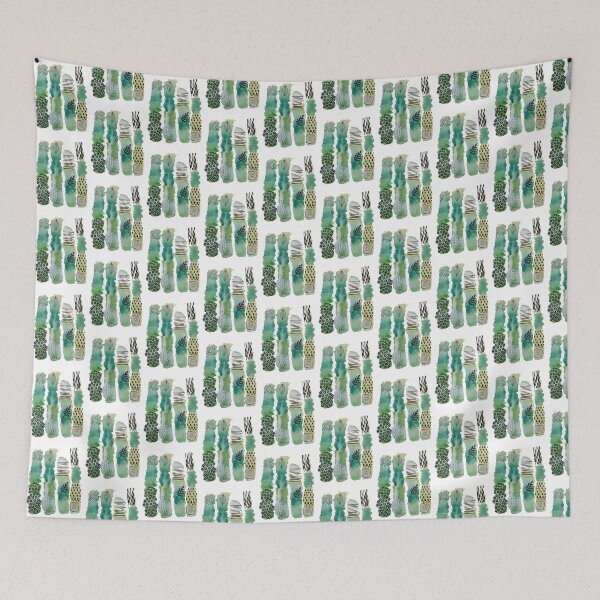 Item preview, Green watercolour print with black, ink , plant details designed and sold by BlueBoarCrafts.