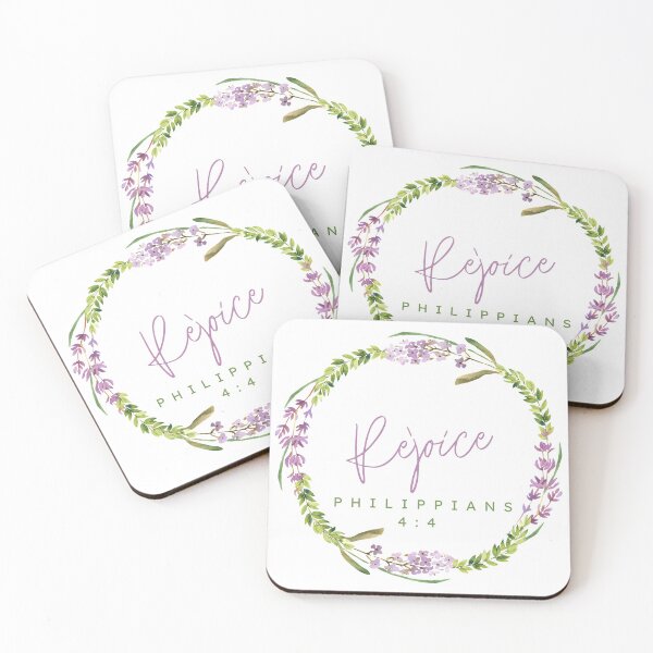 Item preview, Rejoice Philippians 4:4 Floral Wreath purple green designed and sold by missionbear.