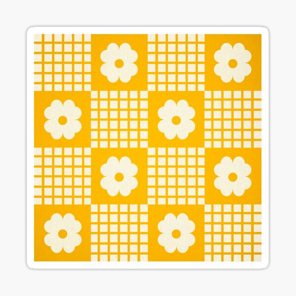 Yellow Check and Floral Sticker