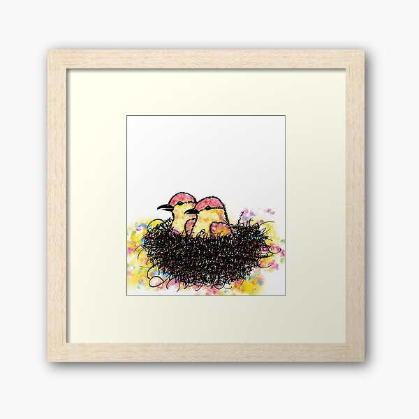 Two chicks in a nest Framed Art Print