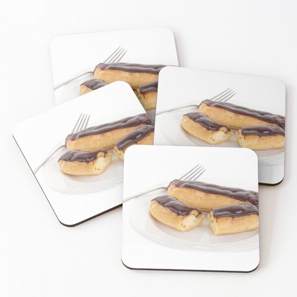 Item preview, Two Chocolate Eclairs on a White Plate with a Fork designed and sold by dbvirago.
