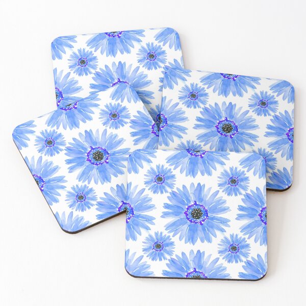 Item preview, Modern Blue Watercolor Gerber Daisies designed and sold by serafineaandd.