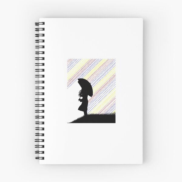 Aperçu de l'œuvre Fille de couleur primaire debout dans la silhouette de la pluie, art de parapluie créée et vendue par BlueBoarCrafts.