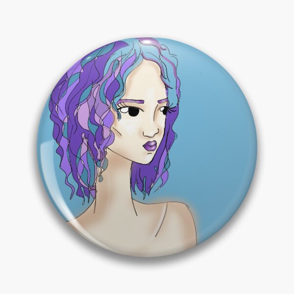Item preview,  girl in cool colors illustration, stylistic designed and sold by BlueBoarCrafts.