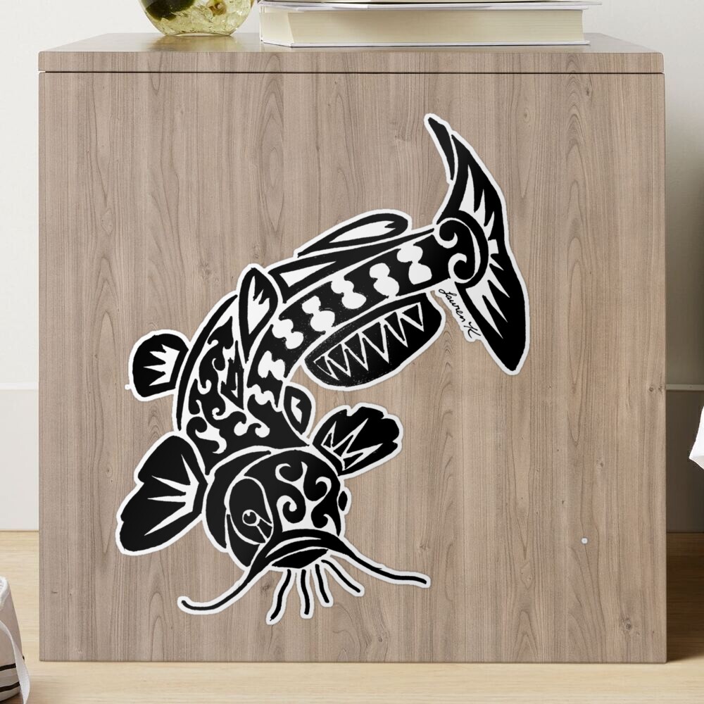 Channel Catfish Tribal Design  Sticker for Sale by KitayamaDesigns