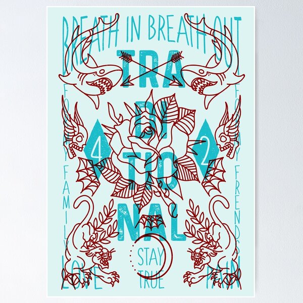 Item preview, traditional tattoo poster ignorant designed and sold by cat poe.