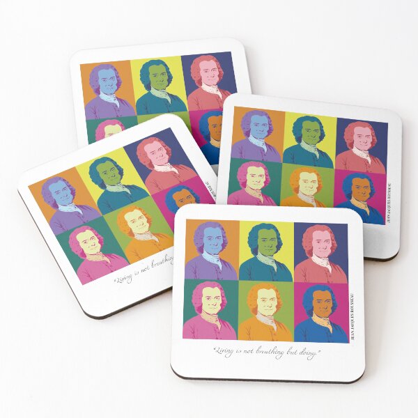 Item preview, philosopher, pop art Jean Jacques Rousseau, Living is not breathing but doing designed and sold by challengecafe.