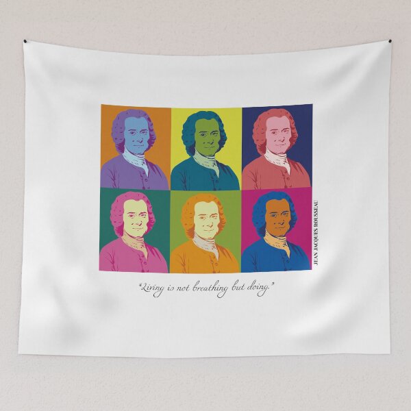 Item preview, philosopher, pop art Jean Jacques Rousseau, Living is not breathing but doing designed and sold by challengecafe.