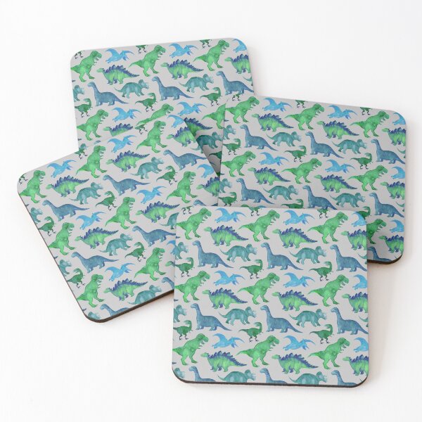 Item preview, Blue Green Watercolor Dinosaurs on Grey designed and sold by Angelina Meyer.