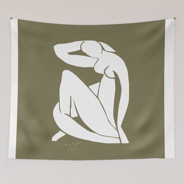 Item preview, Henri matisse abstract nude woman art, sage green, neutral tones green and white  designed and sold by shreya ranjan.
