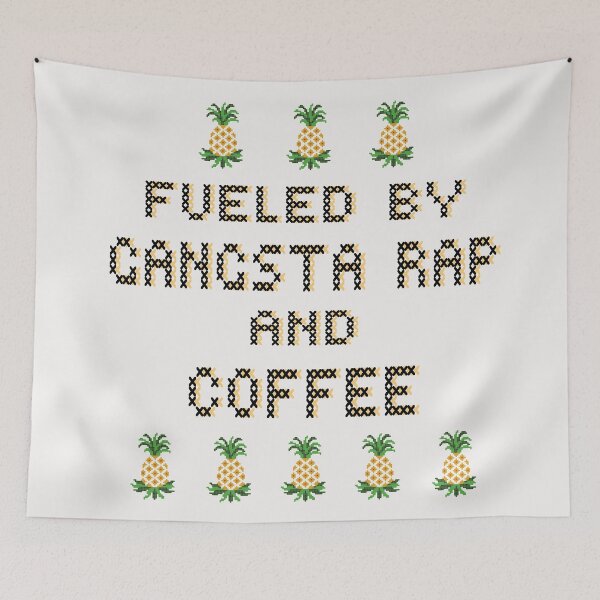 Item preview, FUELED BY GANGSTA RAP AND COFFEE CROSS STITCH designed and sold by aydapadi.