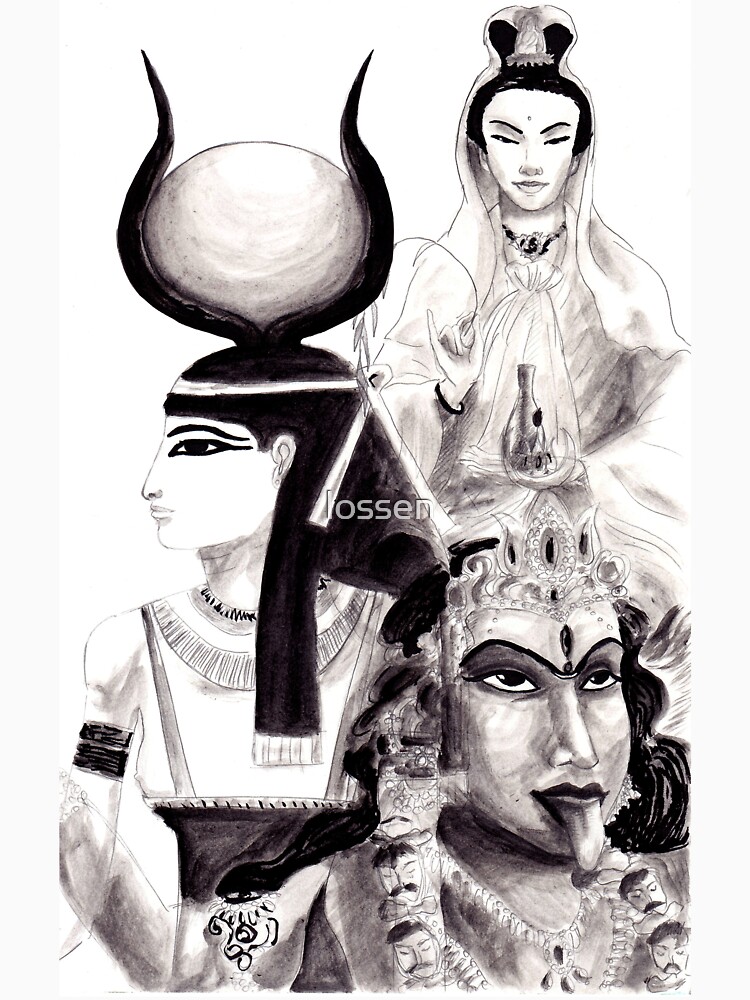 "Polytheism Illustration featuring Isis, Kuan Yin, & Kali" Tshirt