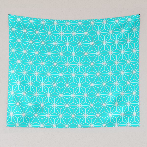 Item preview, Cyan Blue White Asanoha - Japanese Traditional Pattern designed and sold by KinitaDesign.