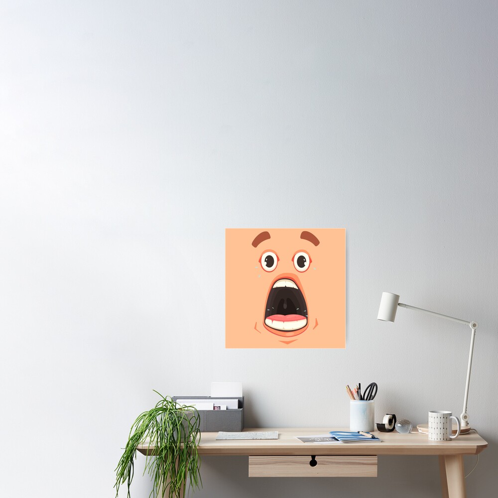 Roblox Shocked Face Poster By Hutamaadi98 Redbubble