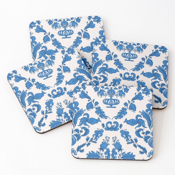 Item preview, Damask retro royal blue farmhouse pattern  designed and sold by Milatoo.