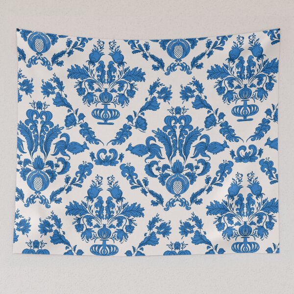 Item preview, Damask retro royal blue farmhouse pattern  designed and sold by Milatoo.