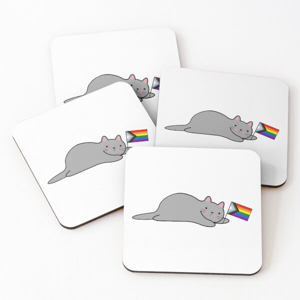 Item preview, Cat with a Progress Pride Flag designed and sold by Elaine Carter.