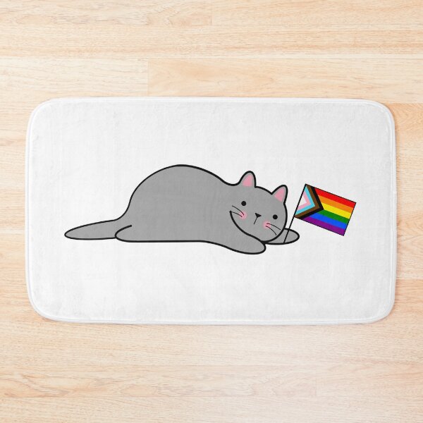 Item preview, Cat with a Progress Pride Flag designed and sold by Elaine Carter.