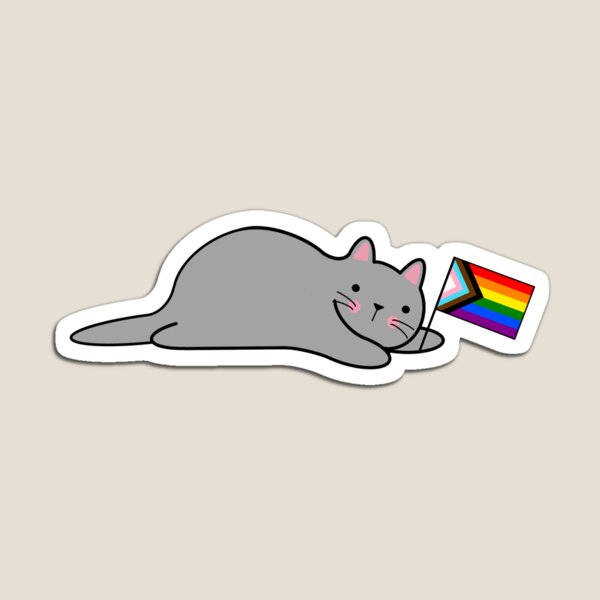 Cat with a Progress Pride Flag Magnet