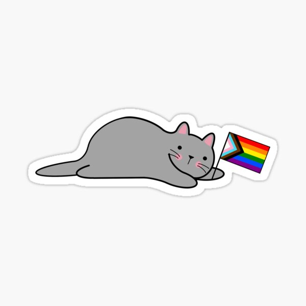 Cat with a Progress Pride Flag Sticker