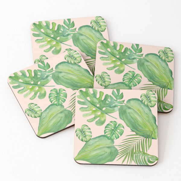 Item preview, Tropical Leaves with pink background designed and sold by BeCoolArt.