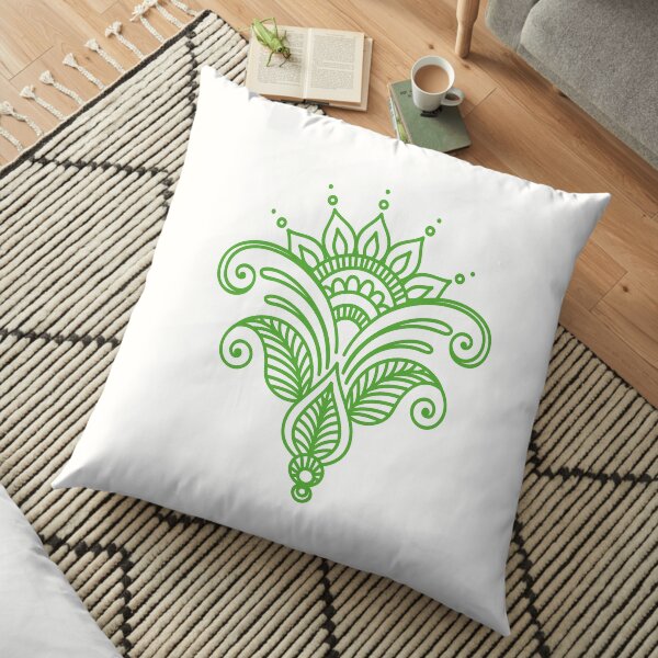 Green Flower mandala Floor Pillow
