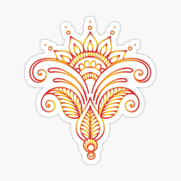Red yellow flower mandala Sticker