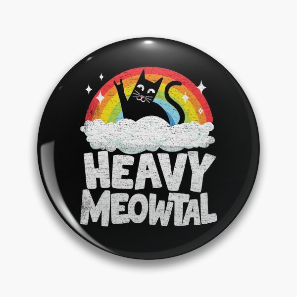 Item preview, Heavy Meowtal Funny Cat Retro Rainbow Heavy Metal Cats  designed and sold by Stronzi.
