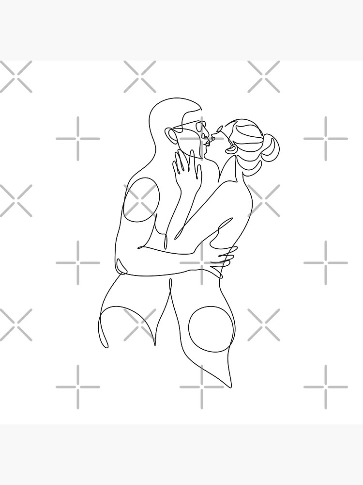 One Line Art Paar Line Art Männer Und Frau Minimal Face Vector Paar Drucken Kuss Drucken 