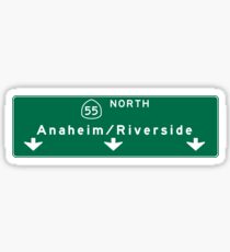 Anaheim-Riverside, Road Sign, CA Sticker