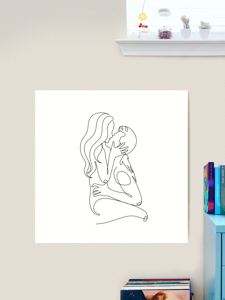 Romantic Woman Line Art Peach Line Drawings Feminine Art Print/Poster - Bed  Bath & Beyond - 34885714