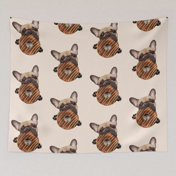 Item preview, French bulldog lovers, sweet frenchie with chocolate donuts designed and sold by Collagedream.