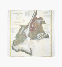 Pañuelo Mapa vintage del puerto de la ciudad de Nueva York (1866)