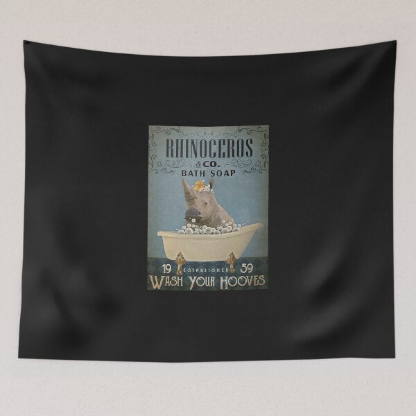 Item preview, Rhinoceros Company Bath Soap Wash Your Hooves Poster designed and sold by SerafinaKGorska.