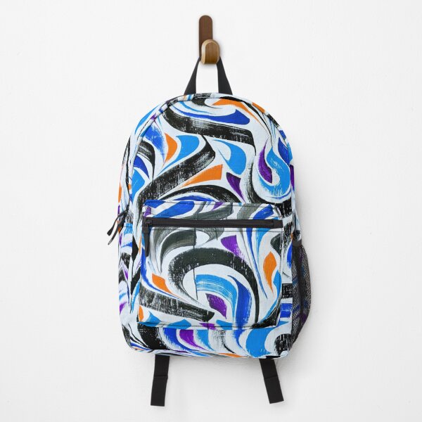 Item preview, Blue white and orange abstract designed and sold by BlackDigitalInc.