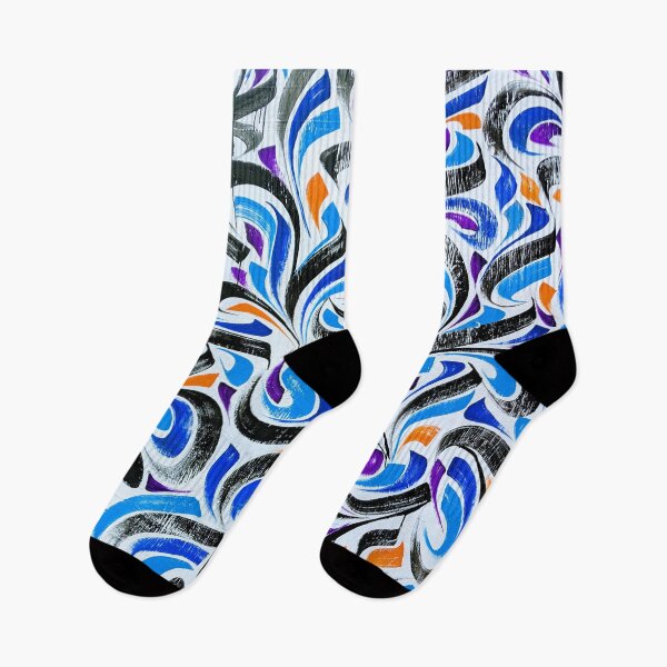 Item preview, Blue white and orange abstract designed and sold by BlackDigitalInc.