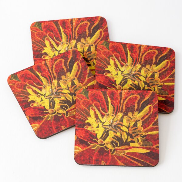 Item preview, Abstracted Floral - Mesmerizing Mosaic in Bold Yellows and Reds designed and sold by Georgia Mizuleva.