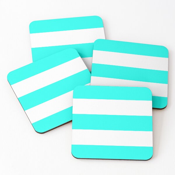 Item preview, Large HOT TURQUOISE and WHITE Horizontal STRIPES designed and sold by RachelMacht.