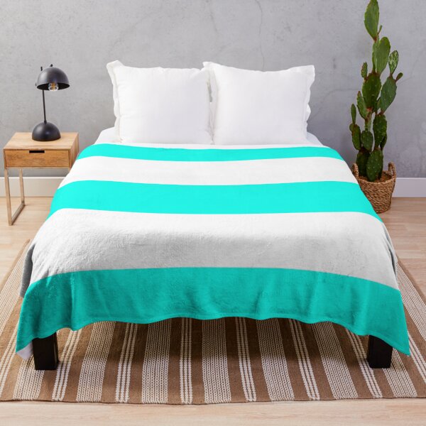 Item preview, Large HOT TURQUOISE and WHITE Horizontal STRIPES designed and sold by RachelMacht.