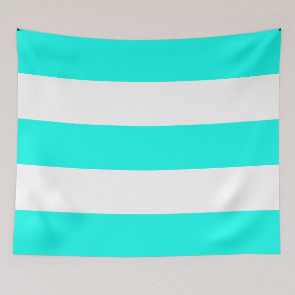 Item preview, Large HOT TURQUOISE and WHITE Horizontal STRIPES designed and sold by RachelMacht.