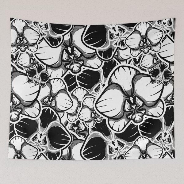 Item preview, orchids floral birth flower manga anime dark black lineart bold bouquet  designed and sold by politeillusts.