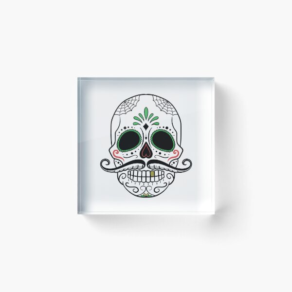 Item preview, Mustache Sugar Skull Calavera designed and sold by WakeNBake-Tees.