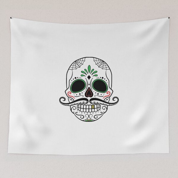 Item preview, Mustache Sugar Skull Calavera designed and sold by WakeNBake-Tees.