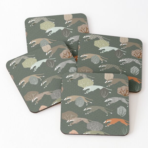 Item preview, RUNNING PODENCOS - CAMOUFLAGE SASHIKO  designed and sold by GREYHOUNDLOVE.