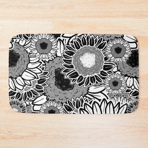 Item preview, sunflowers floral birth flower manga anime dark black lineart bold bouquet designed and sold by politeillusts.