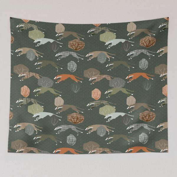 Item preview, RUNNING PODENCOS - CAMOUFLAGE SASHIKO  designed and sold by GREYHOUNDLOVE.